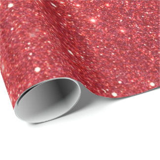 Christmas Red Holly Glitter Wrapping Paper