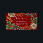 Christmas Red Holly Pine Cone Watercolor Greenery Label<br><div class="desc">Deep red burgundy background with white lettering. "Christmas Red Holly Pine Cone Watercolor Greenery Return Address Labels." Elegant hand painted watercolor elements of pine cones, holly berries and leaves along with winter berry leaf greenery and gold glitter foliage. All art was created by internationally licensed artist and designer, Audrey Jeanne...</div>
