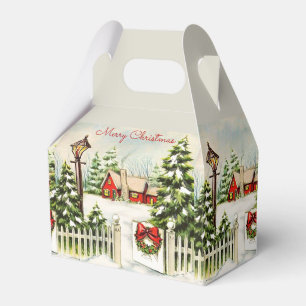 Christmas Red House Lantern Pine Trees Favour Bo Box