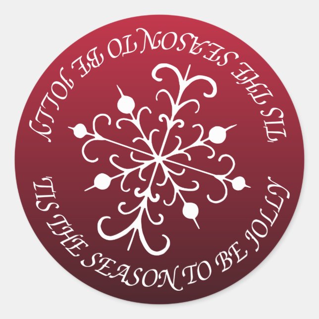 Christmas Red Jolly Snowflake Envelope Stickers (Front)
