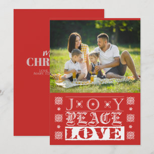 Christmas Red Joy Peace Love Holiday Photo  Card