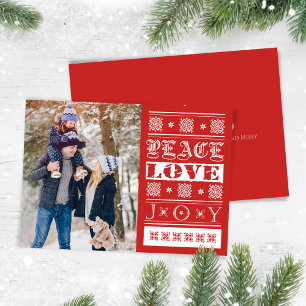 Christmas Red Joy Peace Love Holiday Photo  Card