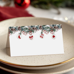 Christmas Red Merry Little Baby Shower Place Card