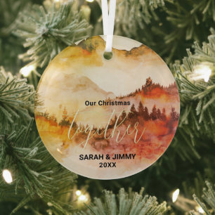 Christmas Red Mountain Adventure Outdoor Couple Glass Tree Decoration