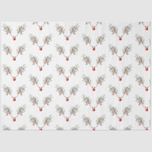 Christmas Red Nosed Reindeer Pine Berries Tissue Paper