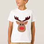 Christmas Red Nosed Reindeer T-Shirt<br><div class="desc">A cute red-nosed Christmas reindeer is ready to brighten your holiday decor.</div>