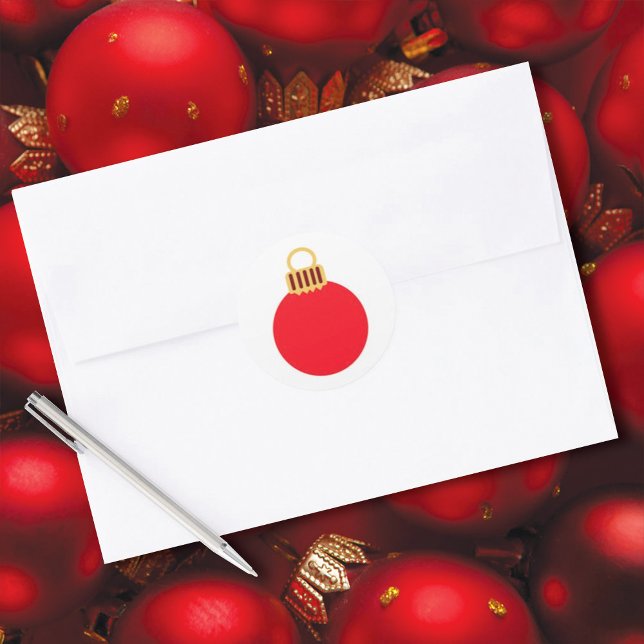 Christmas Red Ornament   Classic Round Sticker (Creator Uploaded)