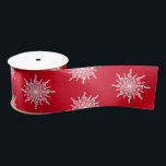 Christmas Red Ornamental G-Clef Snowflake Pattern Satin Ribbon<br><div class="desc">Unique music-themed ribbon for musicians and music lovers for the winter holidays. Melting white g-clefs form a snowflake pattern made out of treble clef notes. Edit to change the Christmas red background to any colour you wish. ♡ Idyllfire</div>