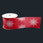Christmas Red Ornamental G-Clef Snowflake Pattern Satin Ribbon<br><div class="desc">Unique music-themed ribbon for musicians and music lovers for the winter holidays. Melting white g-clefs form a snowflake pattern made out of treble clef notes. Edit to change the Christmas red background to any colour you wish. ♡ Idyllfire</div>