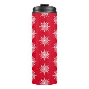 Christmas Red Ornamental G-Clef Snowflake Pattern Thermal Tumbler