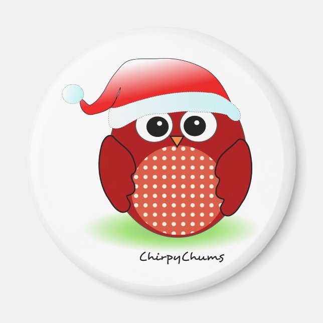 Christmas Red Owl Magnet (Front)