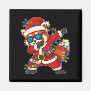 Christmas Red Panda Dabbing Lights Santa Xmas For  Magnet