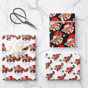 "Christmas Red Panda" Wrapping Paper Sheet Set