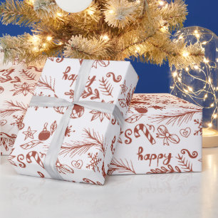 Christmas Red Pattern Happy Holiday Wrapping Paper