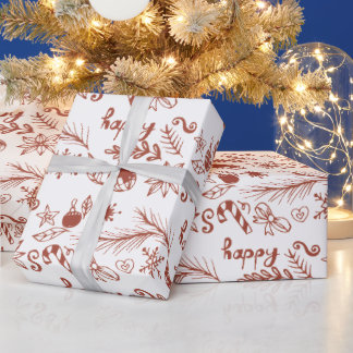 Christmas Red Pattern Happy Holiday Wrapping Paper