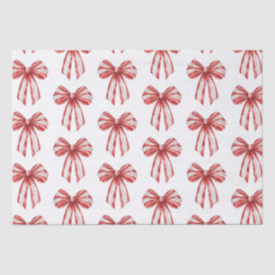 Christmas Red Peppermint Bows on White Tissue Paper