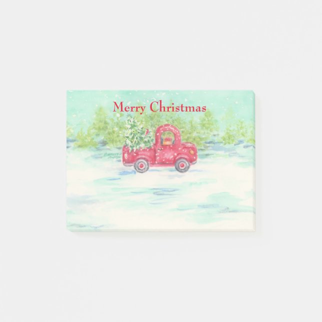 Christmas Red Pickup Truck Post-it Note Pad (Front)