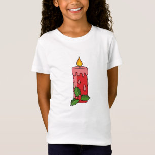 Christmas Red Pillar Candle with Holly T-Shirt