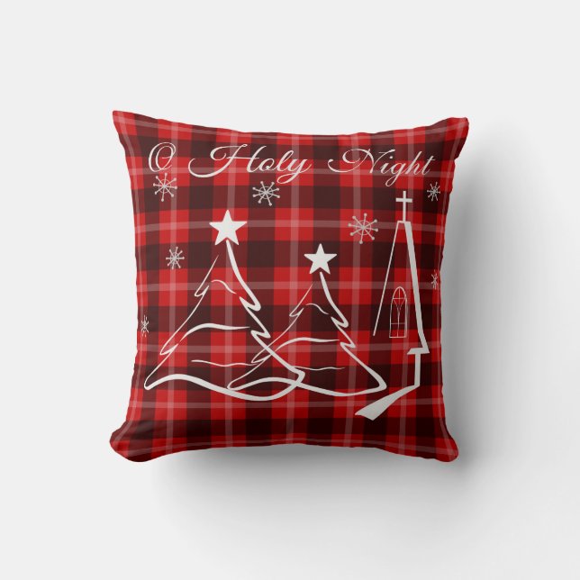 Christmas Red Plaid Decorative Pillow (Front)