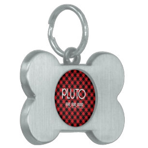 Christmas Red Plaid Dog ID Tag, Custom Collars Pet ID Tag