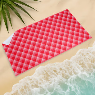 Christmas Red Plaid Holiday Diagonal Stripes Beach Towel