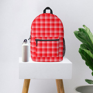 Christmas Red Plaid Holiday Diagonal Stripes Printed Backpack
