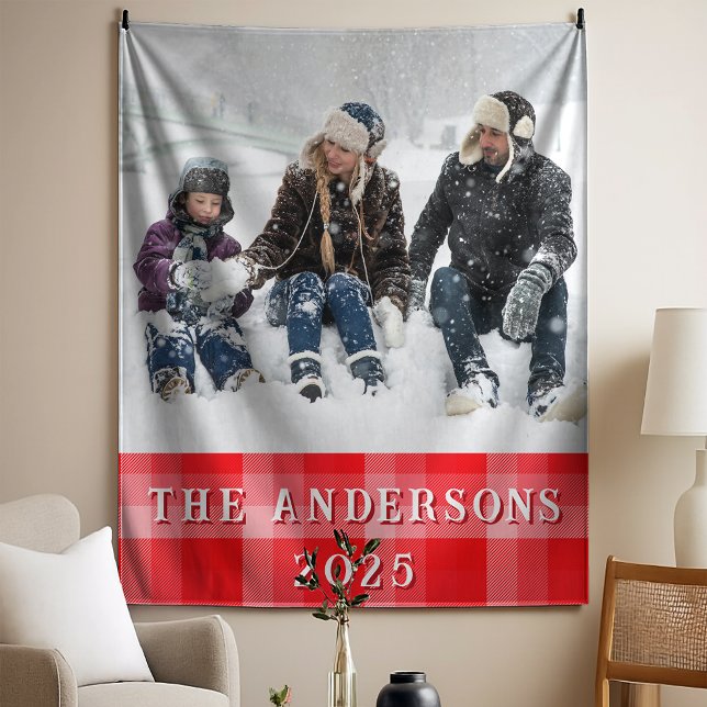 Christmas Red Plaid Holiday Diagonal Stripes Tapestry (Creator Uploaded)