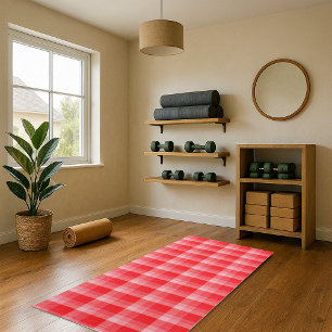 Christmas Red Plaid Holiday Diagonal Stripes Yoga Mat