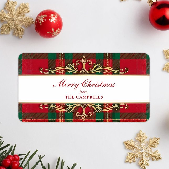 Christmas Red Plaid Holiday Return Address Label (Creator Uploaded)