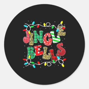 Christmas Red Plaid Jingle Bells Christmas Family Classic Round Sticker