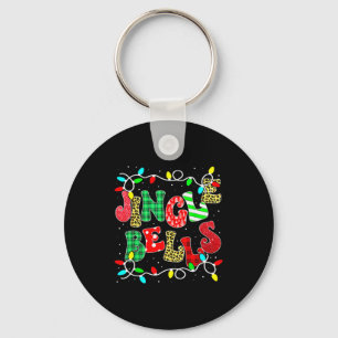 Christmas Red Plaid Jingle Bells Christmas Family  Key Ring