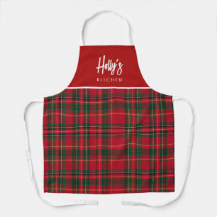 Christmas Red Plaid Personalised Christmas Apron
