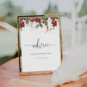 Christmas Red Poinsettia Advice Sign