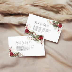 Christmas Red Poinsettia Books For Baby  Enclosure Card