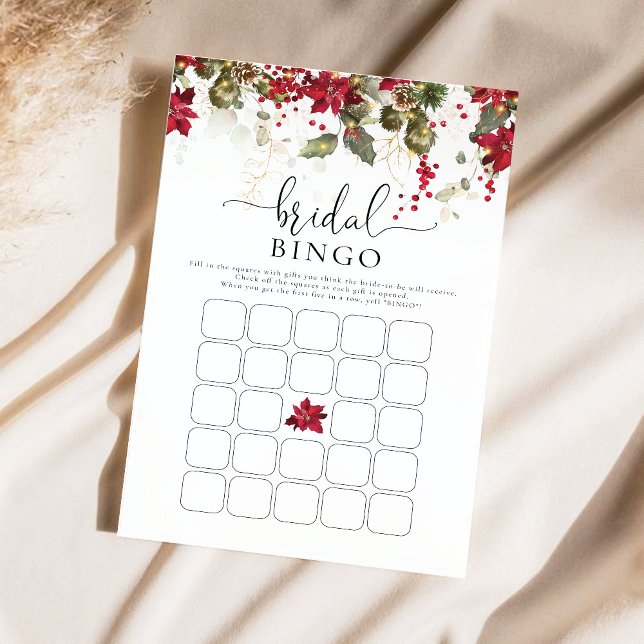 Christmas Red Poinsettia Bridal Shower Bingo (Creator Uploaded)
