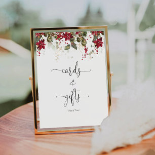 Christmas Red Poinsettia Cards and Gifts Sign