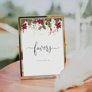 Christmas Red Poinsettia Favours Sign