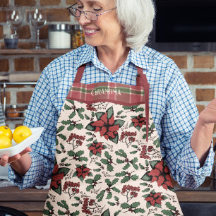 Christmas Red Poinsettia Floral Apron