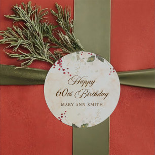 Christmas Red Poinsettia Floral Birthday Party Classic Round Sticker