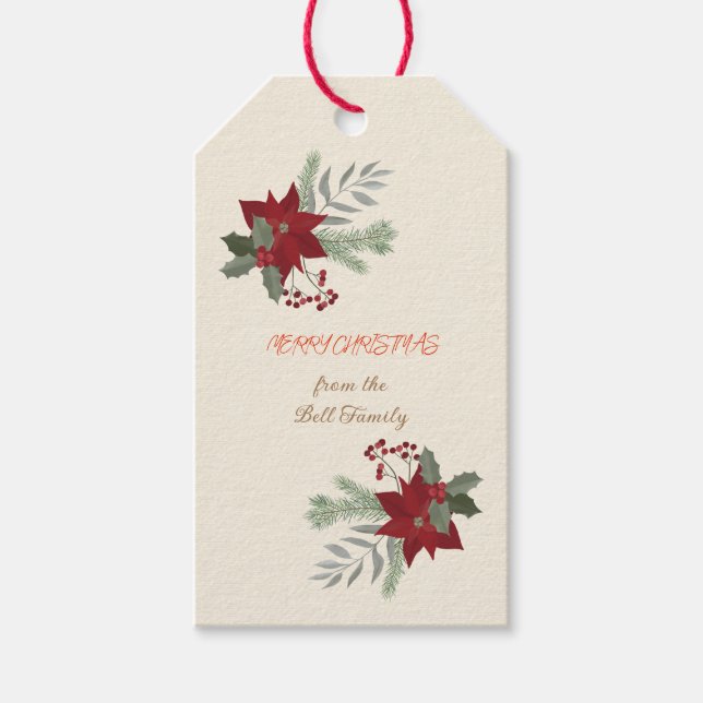 Christmas Red Poinsettia Gift Tags (Front)