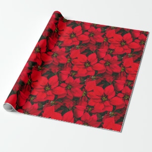 Christmas Red Poinsettia Holiday Wrapping Paper
