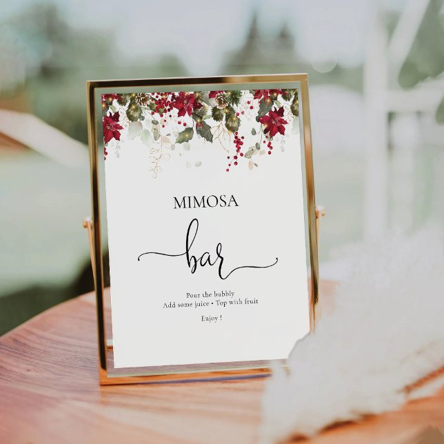 Christmas Red Poinsettia Mimosa Bar Sign (Creator Uploaded)