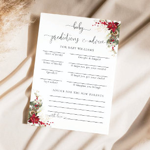 Christmas Red Poinsettia Predictions Card