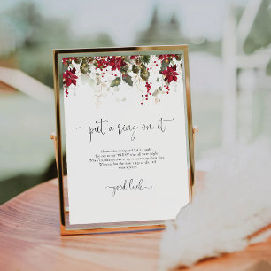 Christmas Red Poinsettia Put A Ring On It Sign