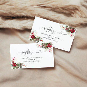 Christmas Red Poinsettia Registry Enclosure Card