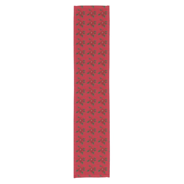 Christmas Red Poinsettia Sml Table Runner (Front)