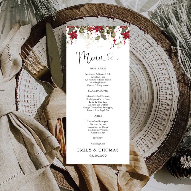 Christmas Red Poinsettia Wedding Ceremony Menu (Creator Uploaded)