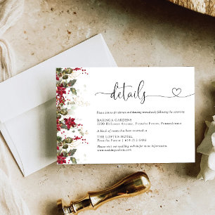 Christmas Red Poinsettia Wedding Details Enclosure Card