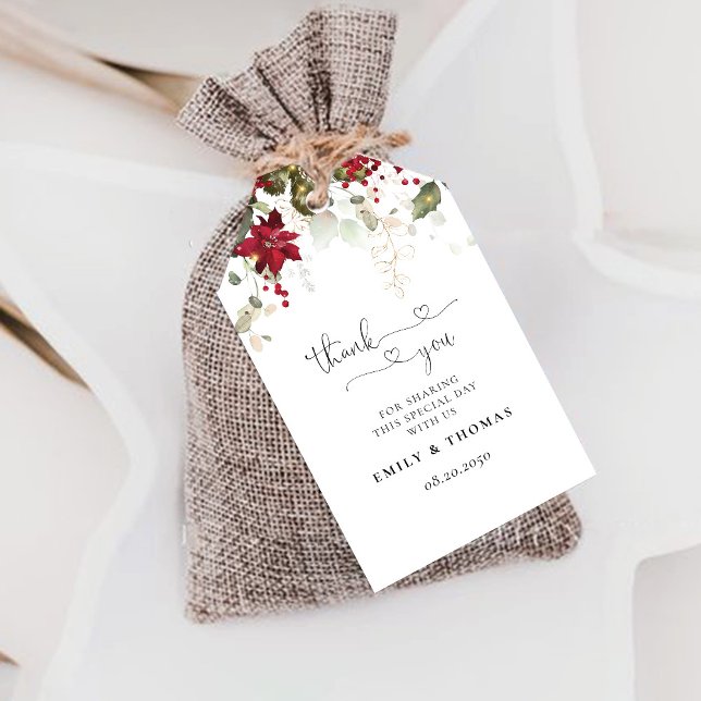 Christmas Red Poinsettia Wedding Gift Tag (Creator Uploaded)