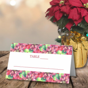 Christmas Red Poinsettia Wedding Place Card